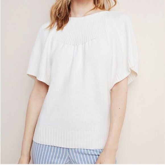 Anthropologie Belle Flutter Sleeve Wool Blend Sweater - Picture 1 of 12
